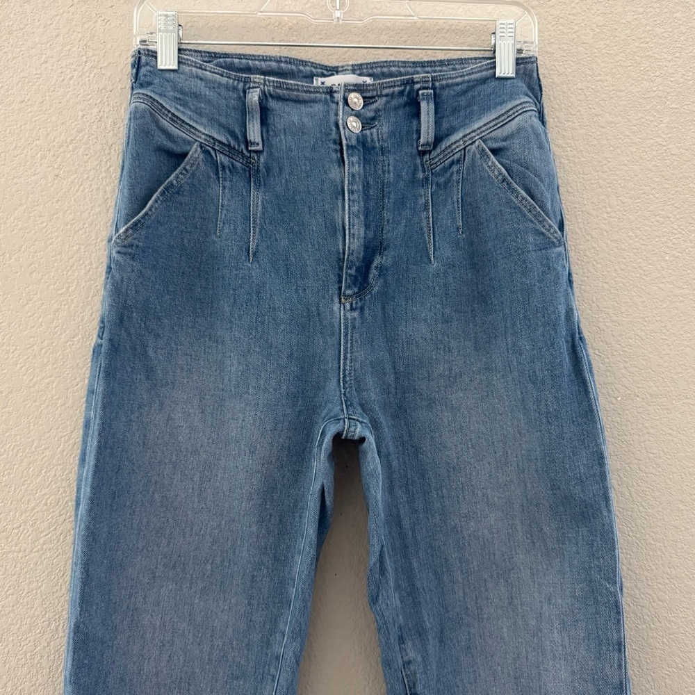 Paige Sarah Straight Ankle Jeans Denim Blue High Pleated Classic Retro 90s 29 - Picture 6 of 12